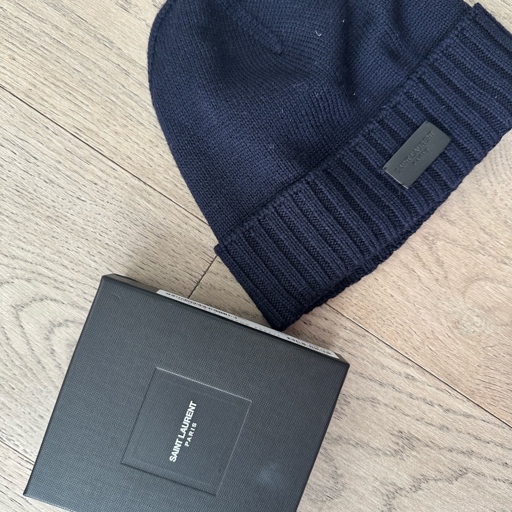 Saint Laurent Dark Blue Knit Hat